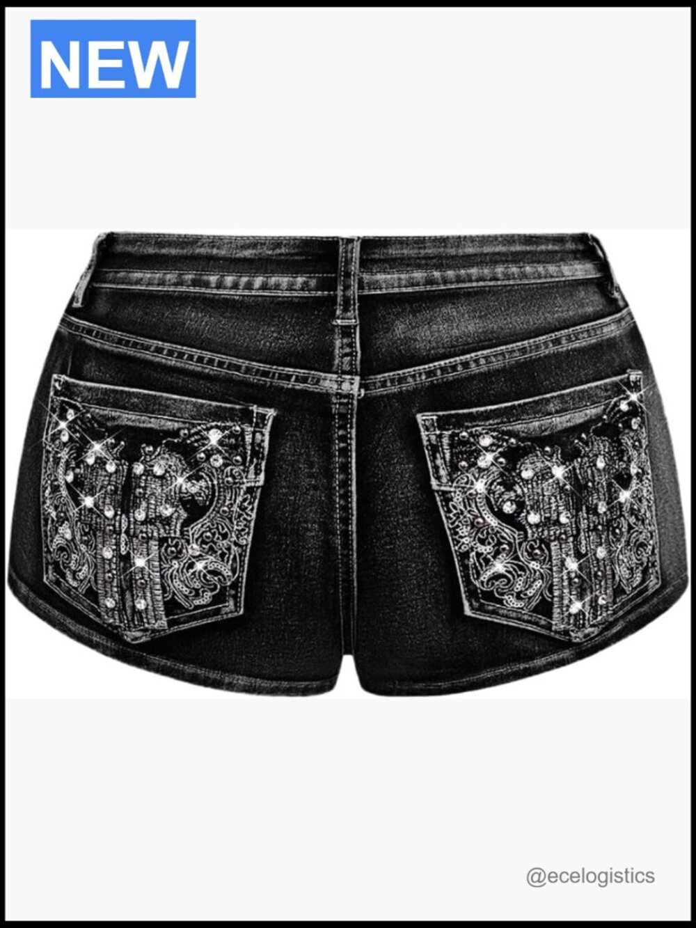 Y2k Sparkly Skinny Mini Denim Shorts Festival Rave Outfit